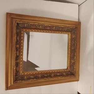 Melannco  Mirror Beveled Edge Gold Wood Frame Keepers of Memories 15" sq 3D Orna